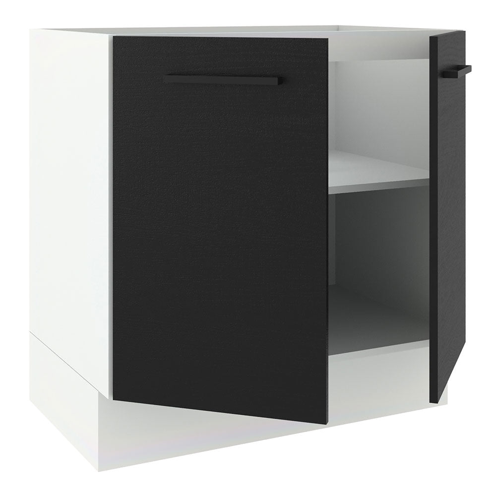 Balcão de Cozinha Madesa Agata 80 x 60 cm 2 Portas (Sem Tampo) Branco/Preto