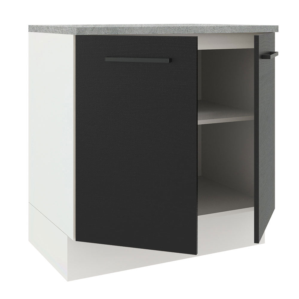 Balcão Madesa Agata 80 x 60 cm 2 Portas (Com Tampo) Branco/Preto