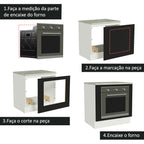 Balcão para Forno de Embutir 80 x 60 cm Com Tampo Branco/Preto Agata, Glamy Madesa