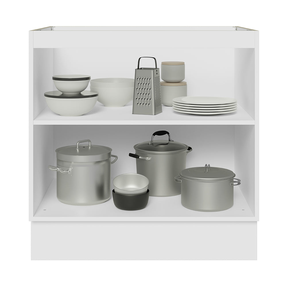 Balcão Cozinha 80 x 60 cm 2 Portas (Sem Tampo) Branco/Preto Glamy Madesa