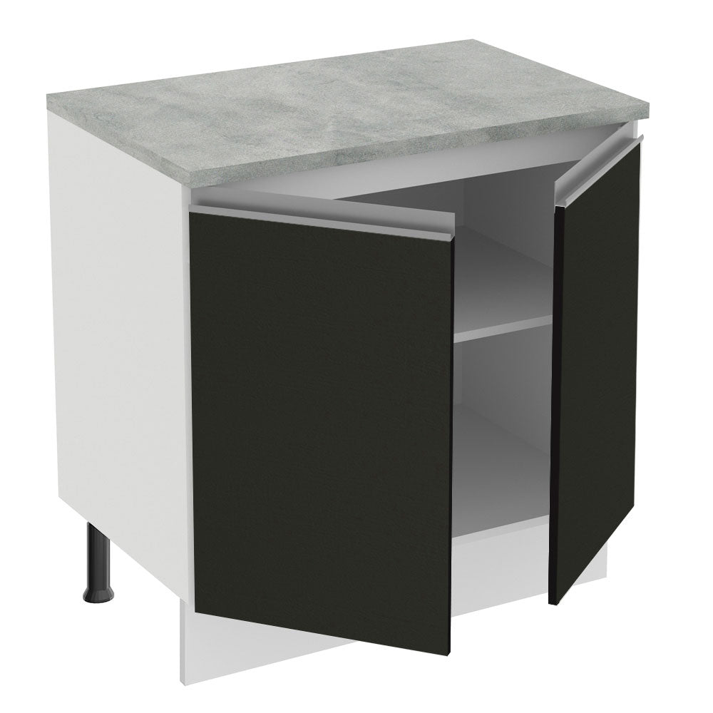 Balcão Madesa Glamy 80 x 60 cm 2 Portas (Com Tampo) Branco/Preto