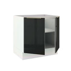 Balcão Madesa Lux 80 cm 2 Portas (Sem Tampo) Branco/Preto