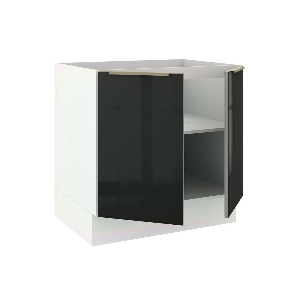 Balcão Madesa Lux 80 cm 2 Portas (Sem Tampo) Branco/Preto