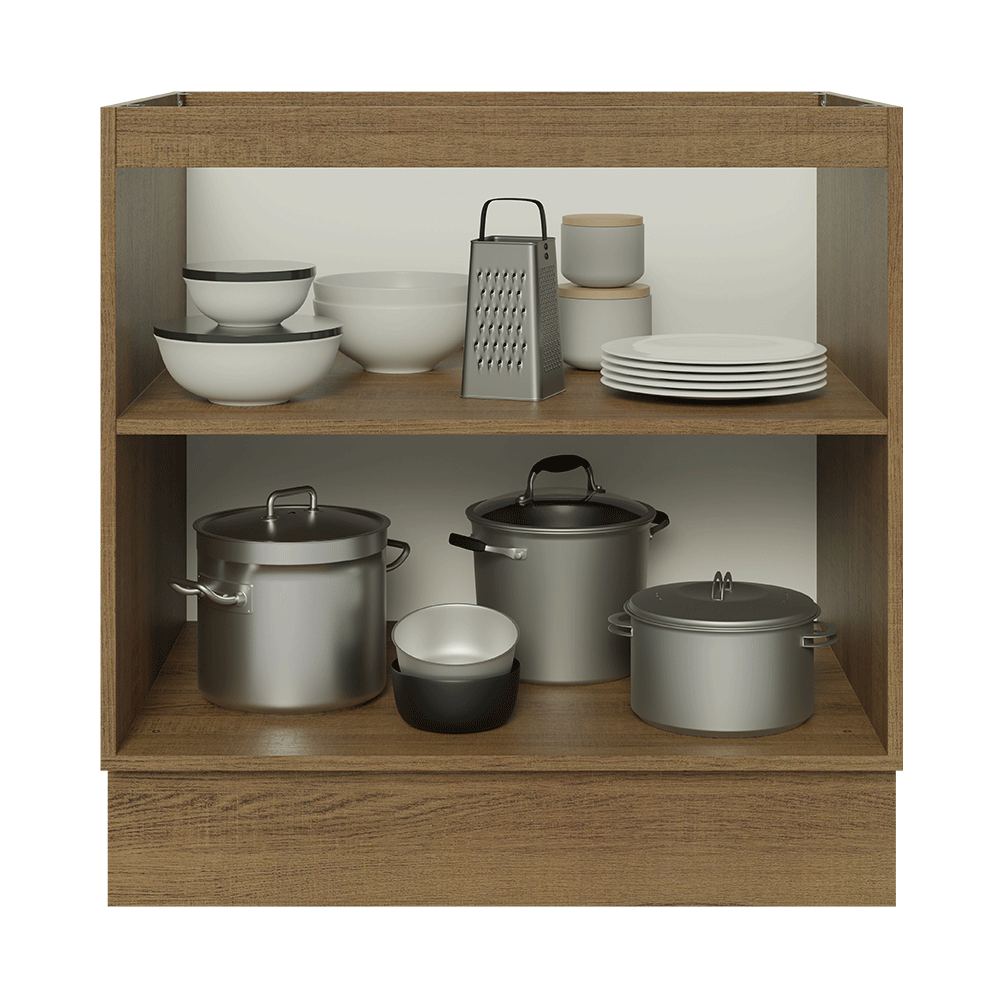 Balcão de Cozinha 80 x 60 cm 2 Portas (Sem Tampo) Rustic/Preto Lux Madesa