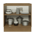 Balcão de Cozinha 80 x 60 cm 2 Portas (Sem Tampo) Rustic/Preto Lux Madesa