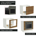 Balcão para Forno de Embutir 80 x 60 cm Sem Tampo Branco/Rustic Glamy, Stella Madesa