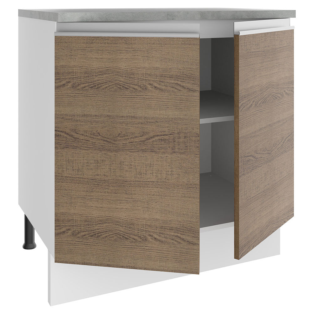 Balcão Madesa Glamy 80 x 60 cm 2 Portas (Com Tampo) Branco/Rustic