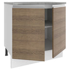 Balcão Madesa Glamy 80 x 60 cm 2 Portas (Com Tampo) Branco/Rustic