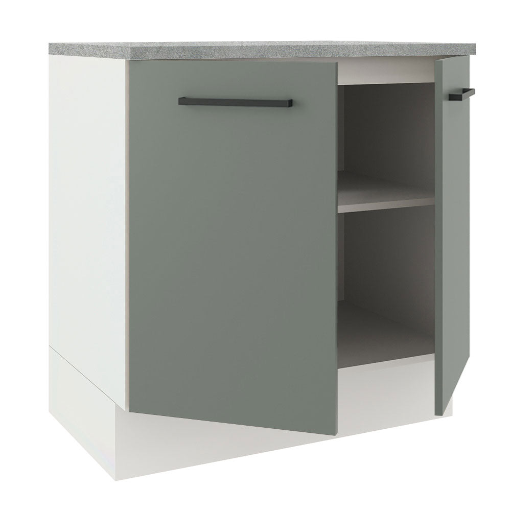 Balcão Madesa Agata 80 x 60 cm 2 Portas (Com Tampo) Branco/Cinza