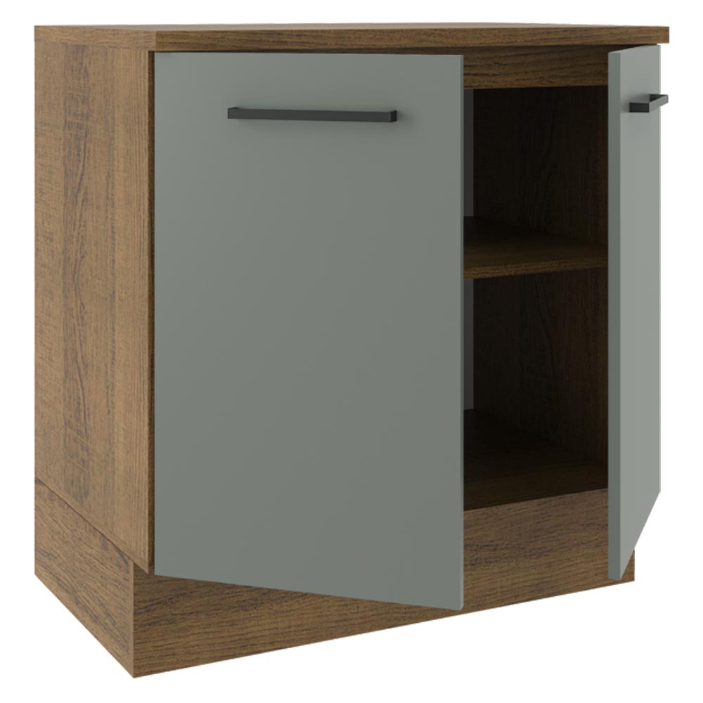 Balcão Madesa Agata 80 x 60 cm 2 Portas (Com Tampo) Rustic/Cinza