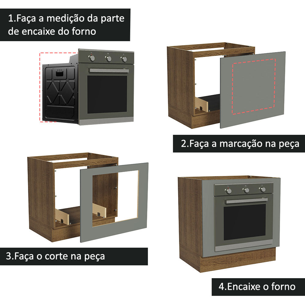 Balcão para Forno de Embutir 80 x 60 cm Sem Tampo Rustic/Cinza Agata Madesa