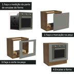 Balcão para Forno de Embutir 80 x 60 cm Sem Tampo Rustic/Cinza Agata Madesa