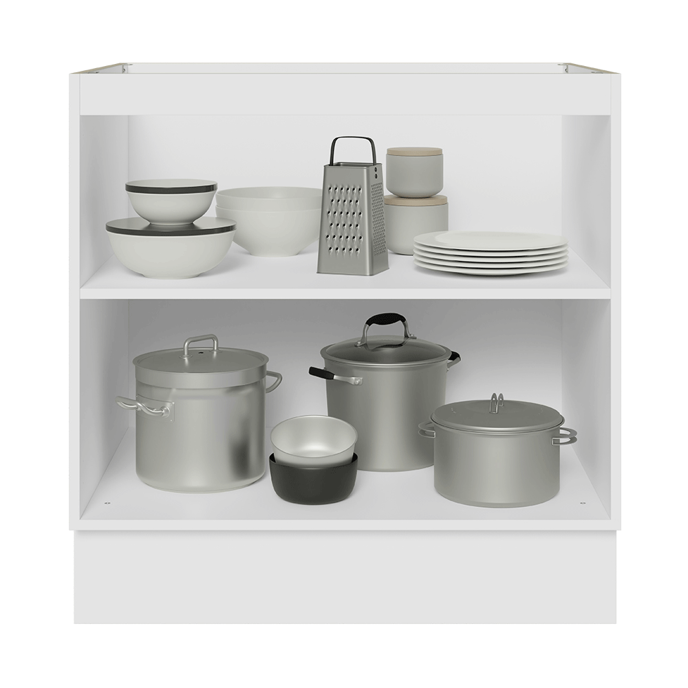 Balcão de Cozinha 80 x 60 cm 2 Portas (Sem Tampo) Branco/Branco Veludo Lux Madesa