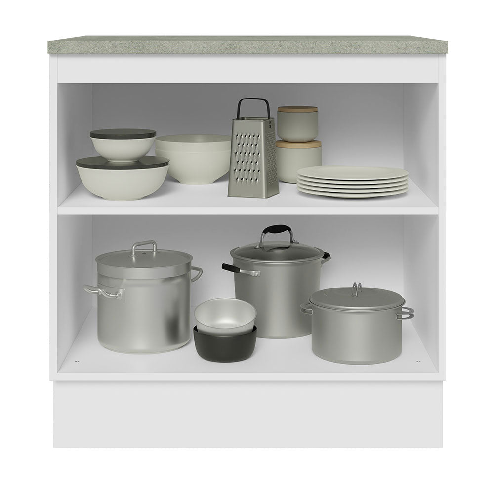 Balcão 80 cm 2 Portas Branco/Branco Veludo Lux Madesa