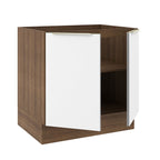 Balcão Madesa Lux 80 cm 2 Portas (Sem Tampo) Rustic/Branco Veludo