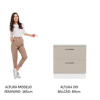 Balcão de Cozinha 80 x 60 cm 2 Gavetas (Com Tampo) Branco/Crema Agata Madesa
