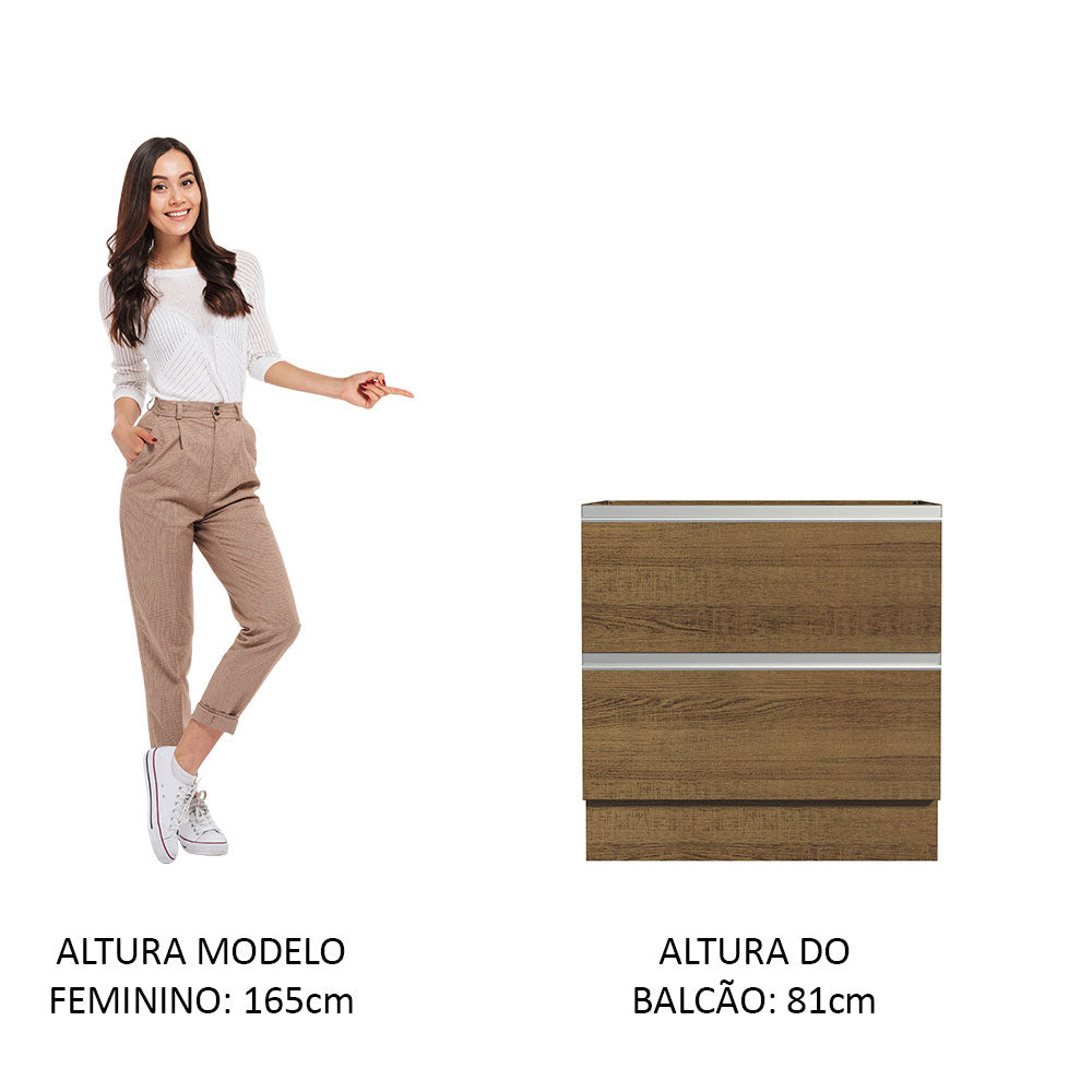 Balcão de Cozinha 80 x 60 cm 2 Gavetas (Sem Tampo) Rustic Glamy Madesa