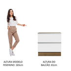 Balcão de Cozinha 80 x 60 cm 2 Gavetas (Sem Tampo) Rustic/Branco Glamy Madesa