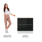 Balcão Madesa Lux 80 cm 2 Gavetas (Sem Tampo) Branco/Preto