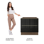 Balcão Madesa Lux 80 cm 2 Gavetas (Sem Tampo) Rustic/Preto