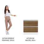 Balcão de Cozinha 80 x 60 cm 2 Gavetas (Com Tampo) Branco/Rustic Glamy Madesa