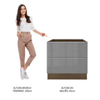 Balcão Madesa Lux 80 cm 2 Gavetas (Sem Tampo) Rustic/Cinza