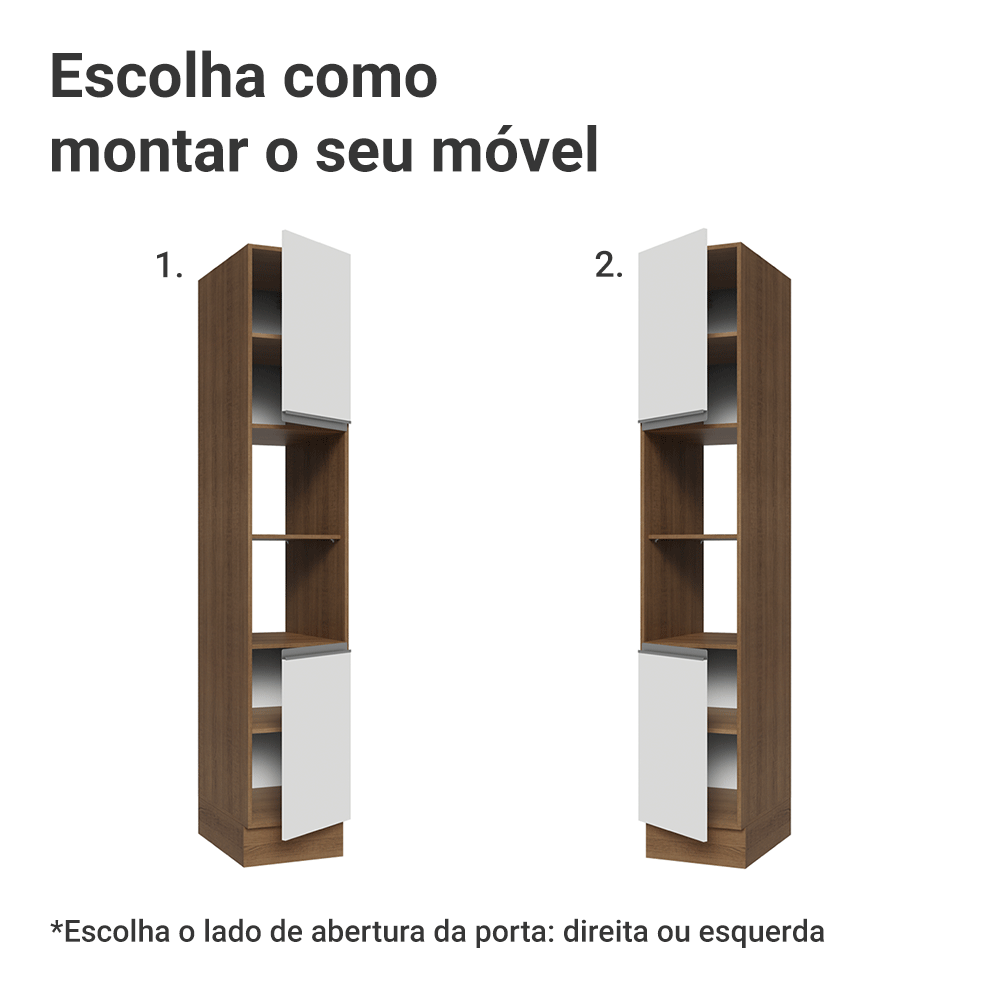 Paneleiro 40 x 60 cm 2 Portas e 2 Nichos Rustic/Branco Glamy Madesa