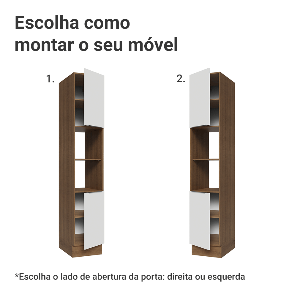 Paneleiro 40 x 60 cm 2 Portas e 2 Nichos Rustic/Branco Stella Madesa