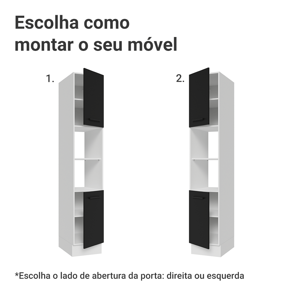 Paneleiro 40 x 60 cm 2 Portas e 2 Nichos Branco/Preto Agata Madesa