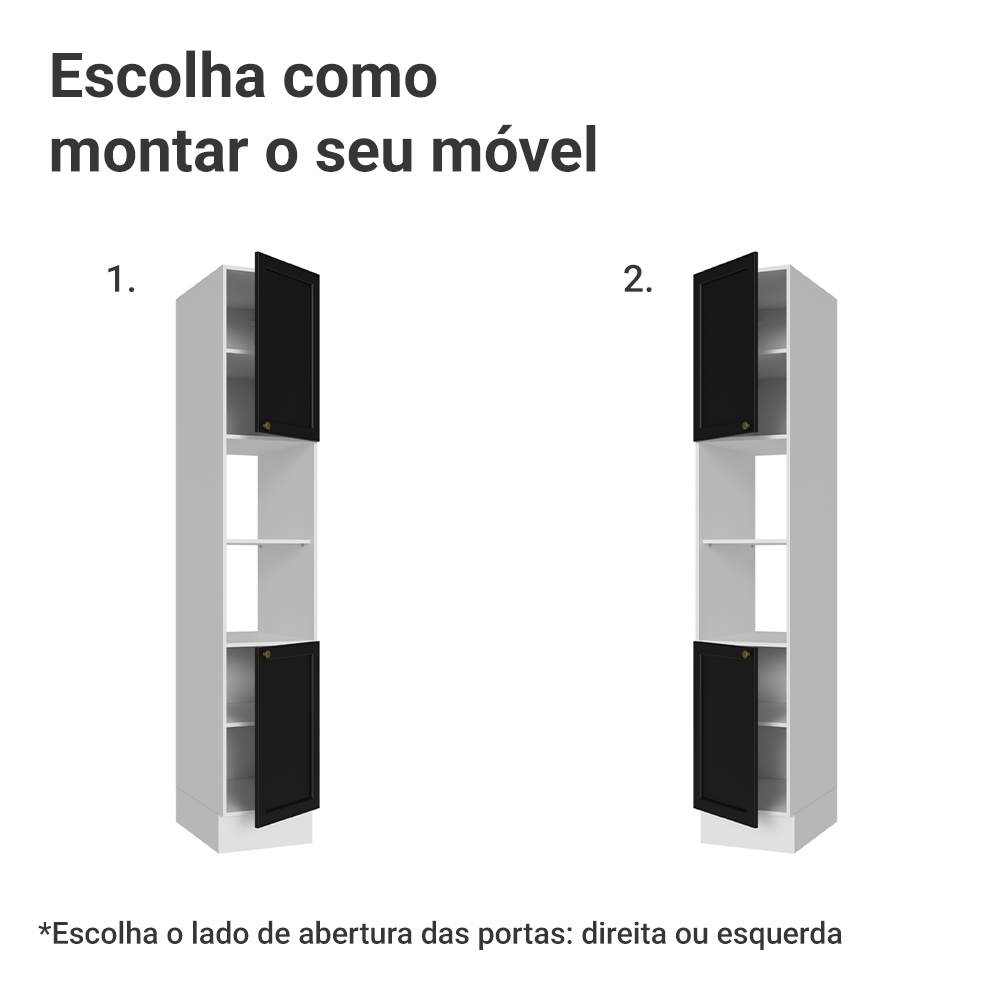 Paneleiro 40 x 60 cm 2 Portas e 2 Nichos Branco/Preto Vik Madesa