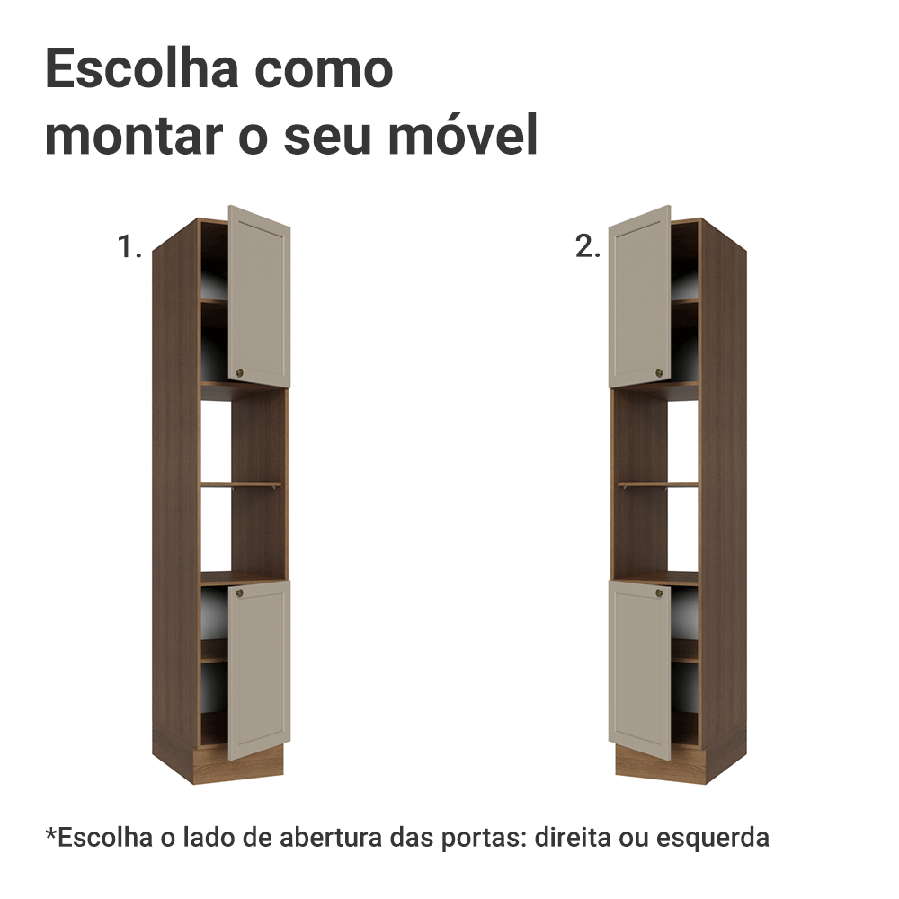 Paneleiro 40 x 60 cm 2 Portas e 2 Nichos Rustic/Crema Vik Madesa
