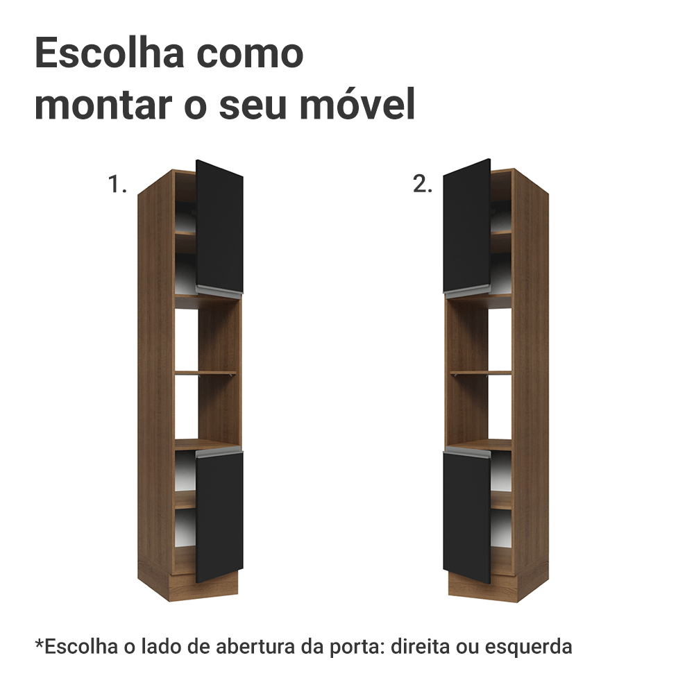 Paneleiro 40 x 60 cm 2 Portas e 2 Nichos Rustic/Preto Glamy Madesa