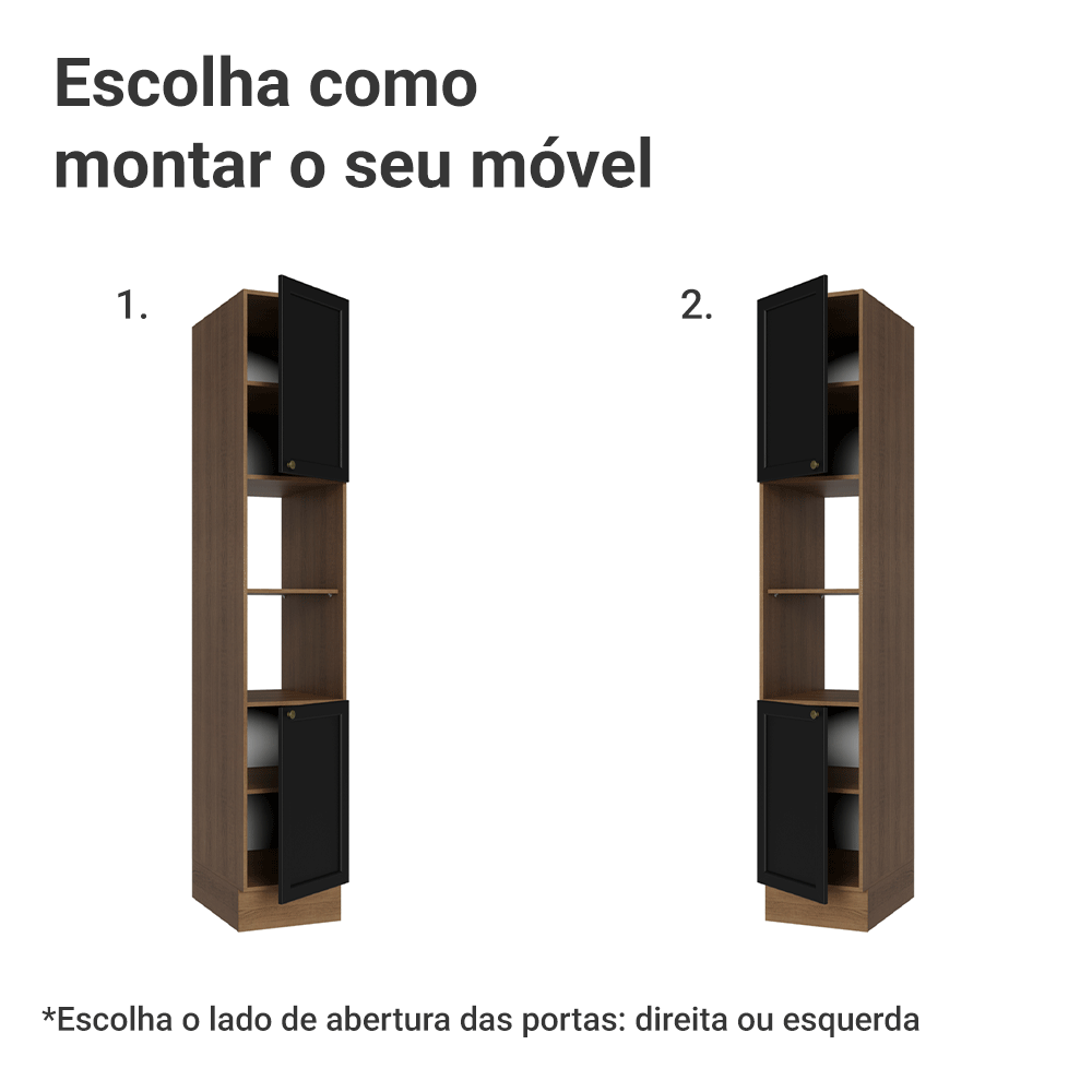 Paneleiro 40 x 60 cm 2 Portas e 2 Nichos Rustic/Preto Vik Madesa