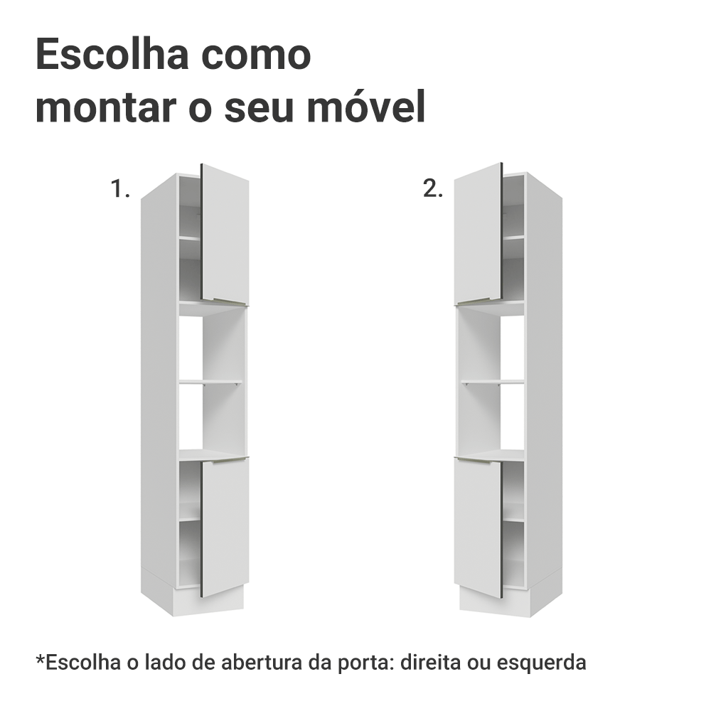 Paneleiro 40 x 60 cm 2 Portas e 2 Nichos Branco Veludo Lux Madesa