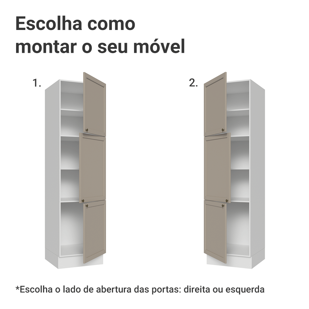 Paneleiro 60 x 60 cm 3 Portas Branco/Crema Vik Madesa