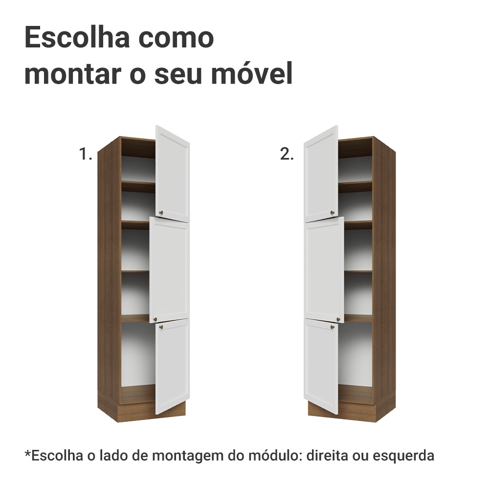 Paneleiro 60 x 60 cm 3 Portas Rustic/Branco Vik Madesa