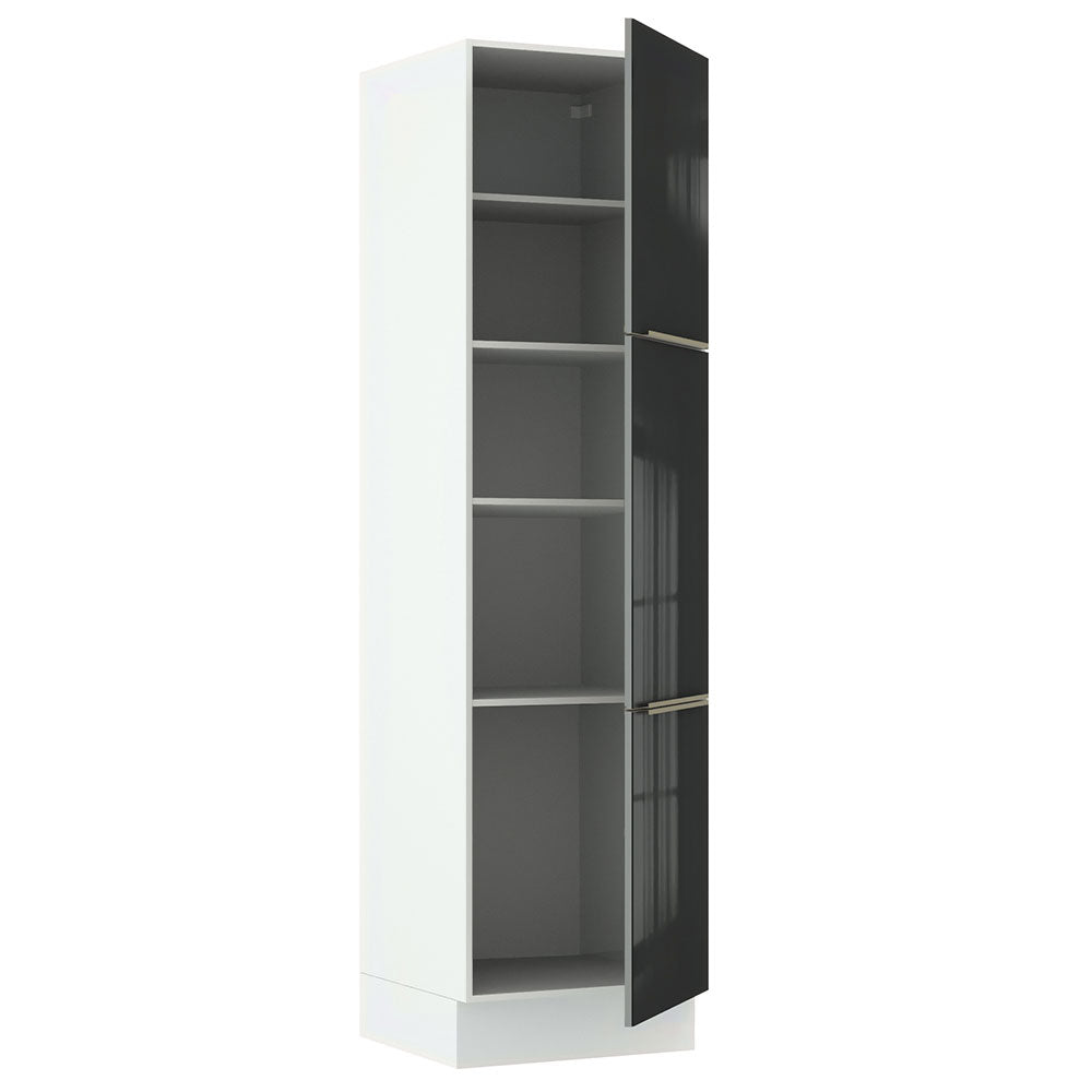 Paneleiro Madesa Lux 60 cm 3 Portas Branco/Preto