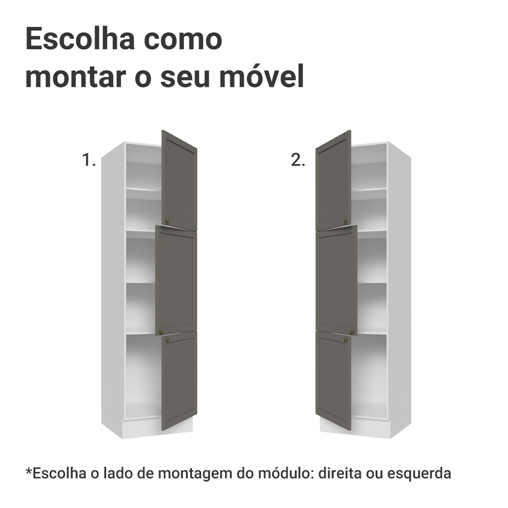 Paneleiro 60 x 60 cm 3 Portas Branco/Cinza Vik Madesa