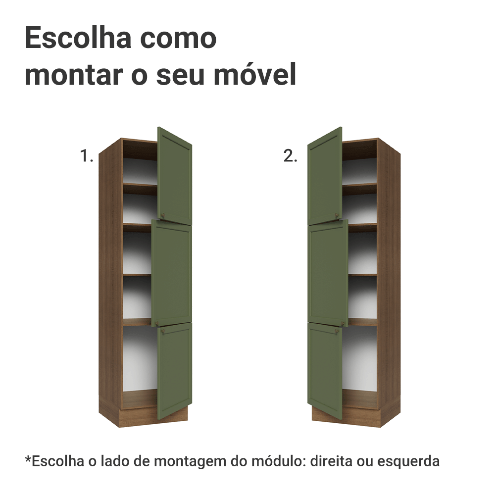 Paneleiro 60 x 60 cm 3 Portas Rustic/Verde Vik Madesa