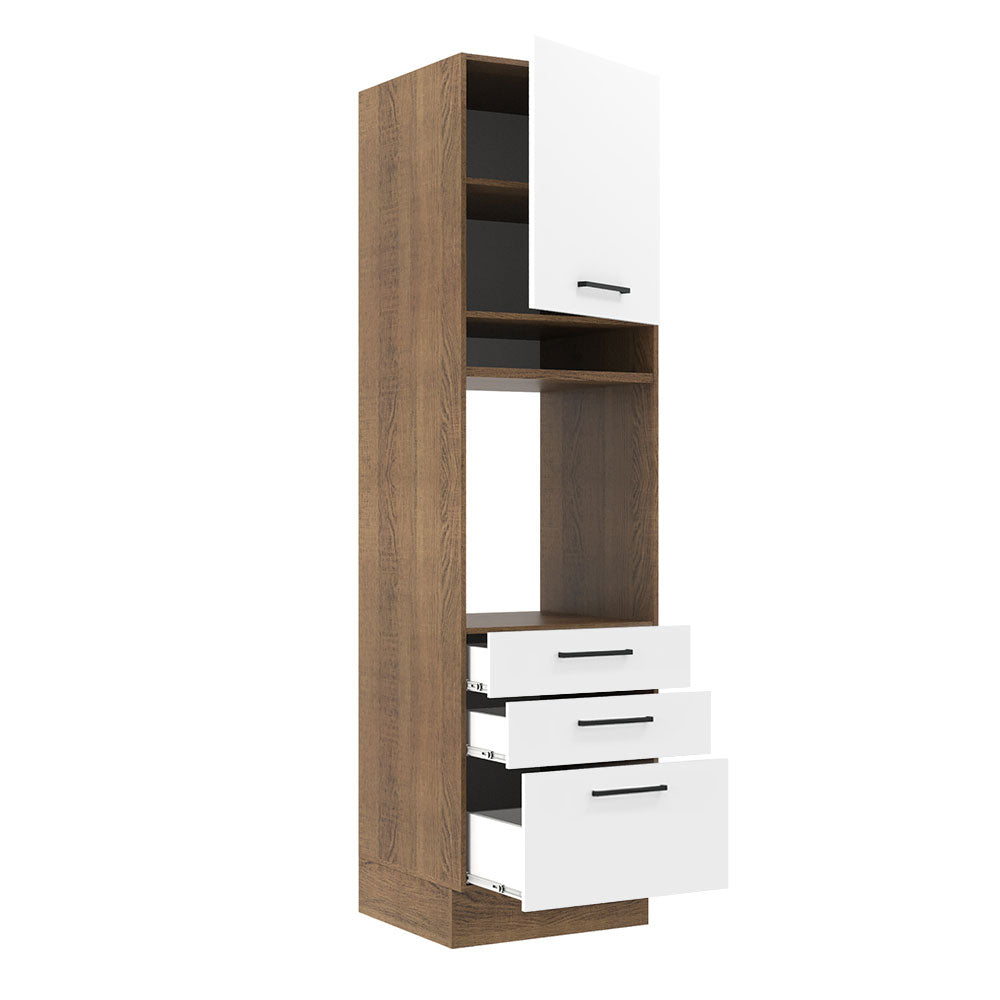 Torre Quente Madesa Agata 60 x 60 cm 1 Porta 3 Gavetas Rustic/Branco