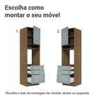 Torre Quente 60 x 60 cm 1 Porta 3 Gavetas Rustic/Cinza Lux Madesa