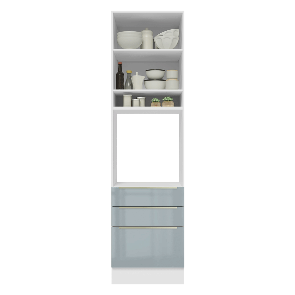 Torre Quente 60 x 60 cm 1 Porta 3 Gavetas Branco/Cinza Lux Madesa