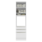 Torre Quente 60 x 60 cm 1 Porta 3 Gavetas Branco/Branco Veludo Lux Madesa