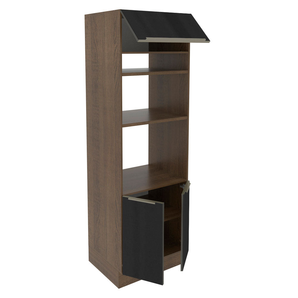 Torre Quente Madesa Lux 70 cm 3 Portas Rustic/Preto