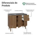 Balcão Gabinete com Pia 3 Portas e 2 Gavetas 105cm Rustic Gourmet Madesa