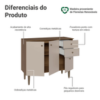 Balcão Gabinete 3 Portas 2 Gavetas Rustic/Crema Gourmet Madesa