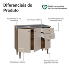Balcão Gabinete com Pia 3 Portas e 2 Gavetas 105cm Rustic/Crema Gourmet Madesa