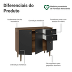 Balcão Gabinete 3 Portas 2 Gavetas Rustic/Preto Gourmet Madesa