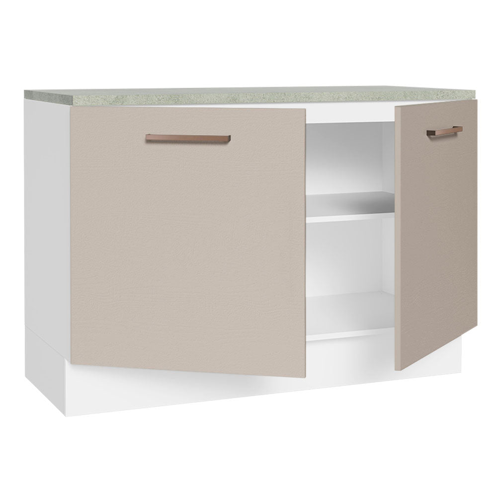 Balcão Cozinha 2 Portas (Com Tampo) Branco/Crema Agata Madesa