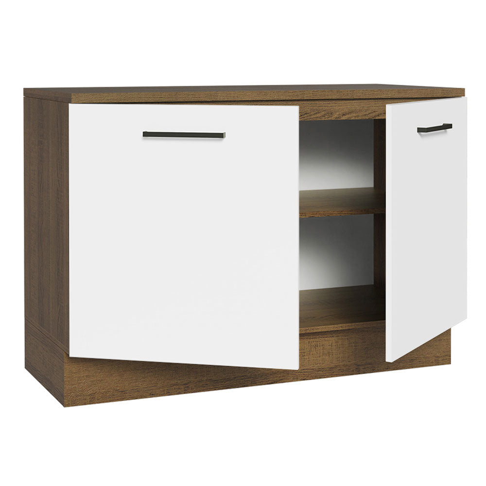 Balcão Cozinha 2 Portas (Com Tampo) Rustic/Branco Agata Madesa